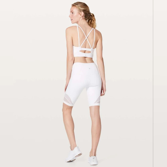 Lululemon Forget The Sweat Biker Short Mesh White Women's Size 6 Double Lined - Picture 3 of 10